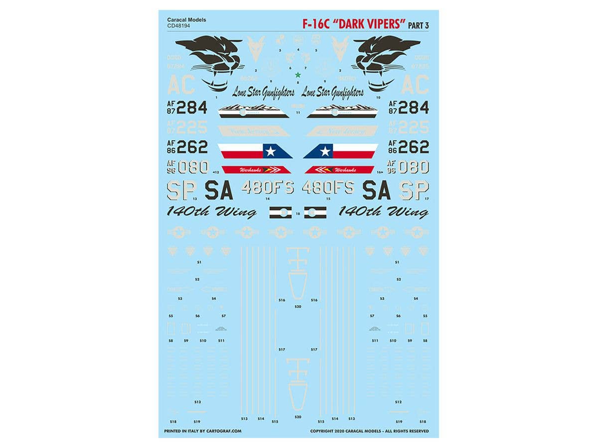 US Air Force F-16C Dark Viper Part 3 Decal