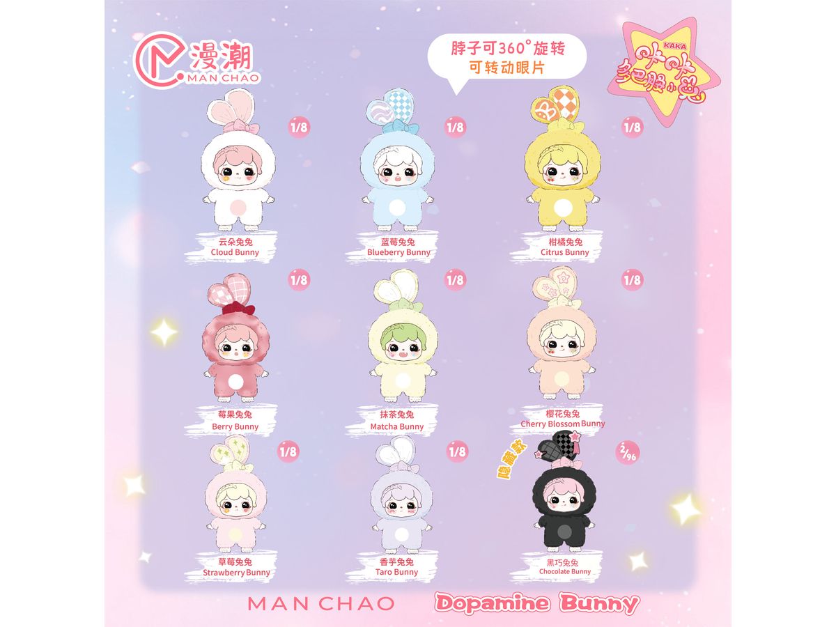 Kaka dopamine Rabbit Plush Toy Series 1Box 8pcs
