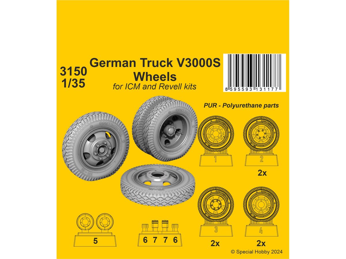 German Truck V3000S Wheels for ICM kits