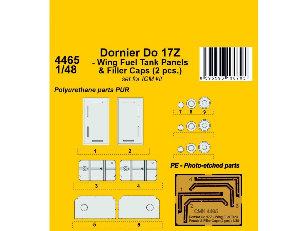 Dornier Do 17Z - Wing Fuel Tank Panels & Filler Caps (2 pcs.)