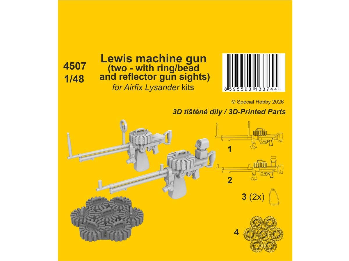 Lewis machine gun (two - with ring/bead and reflector gun sights),Lysander / for Airfix kit