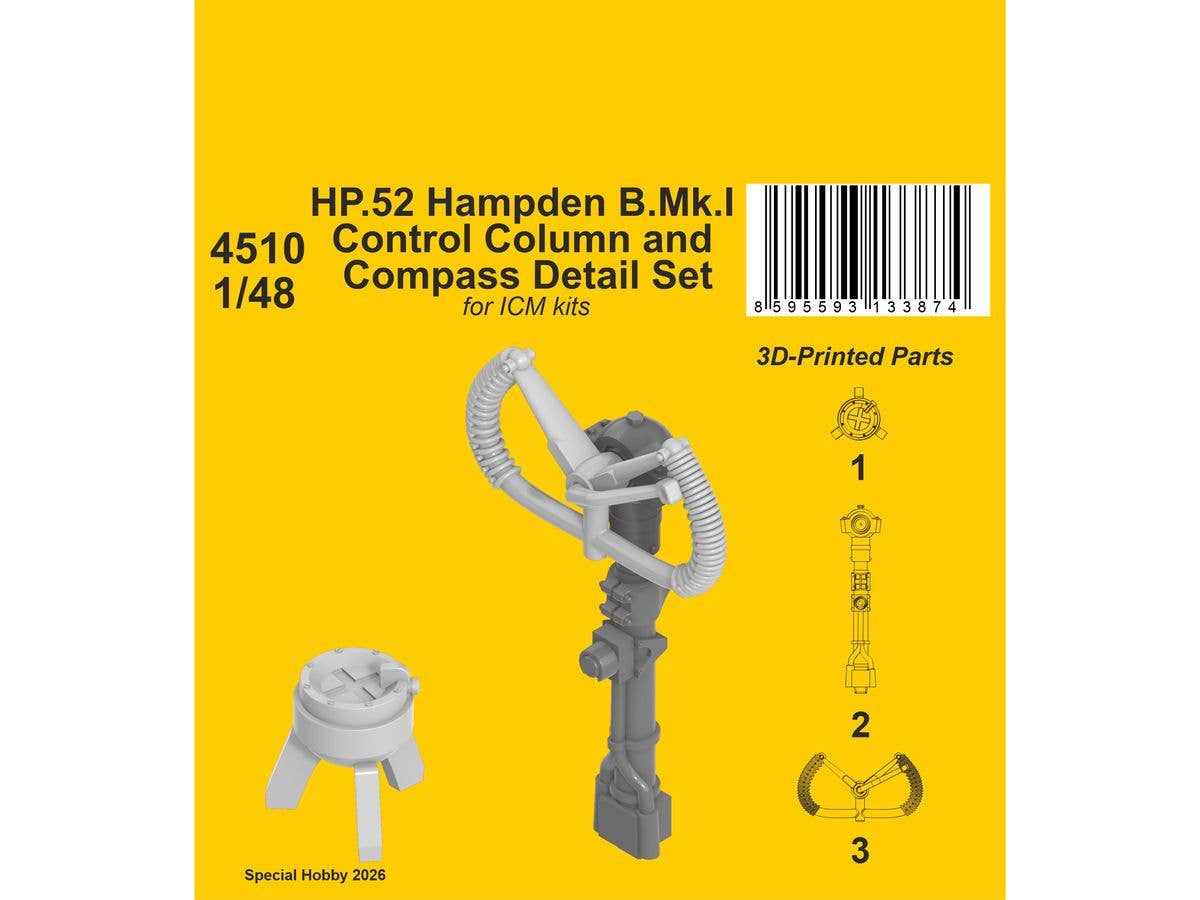 HP.52 Hampden B.Mk.I - Control Column and Compass Detail Set 1/ for ICM kits
