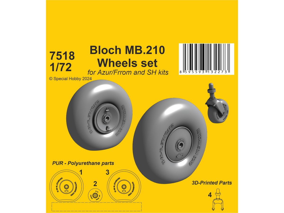 Bloch MB.210 Mainwheels and Tailwheel w/Leg