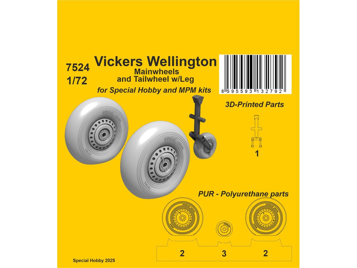 Vickers Wellington Mainwheels and Tailwheel w/Leg  / for Special Hobby kits