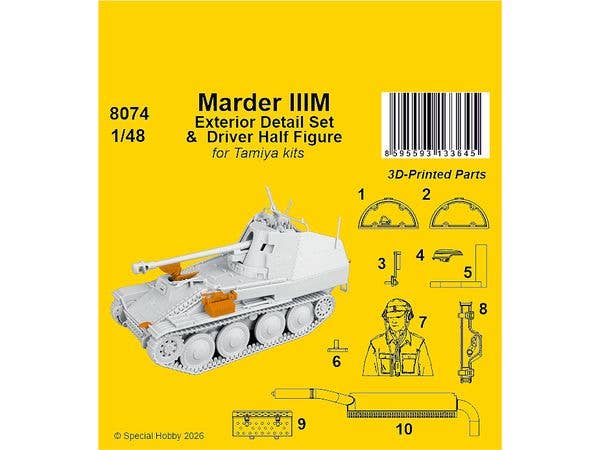 Marder IIIM Exterior Detail Set & Driver Half Figure / for Tamiya kits