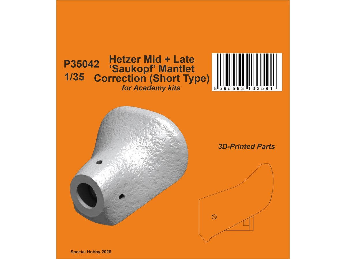 Hetzer Mid + Late 'Saukopf' Mantlet Correction (Short Type) / for Academy kits