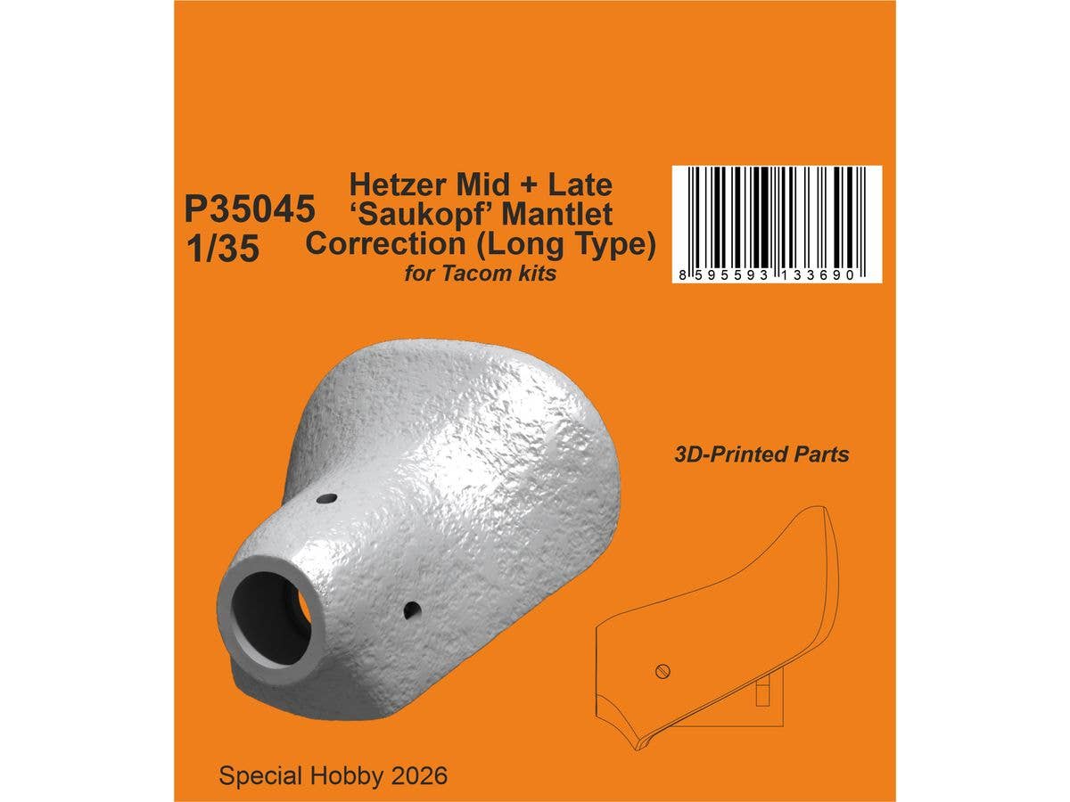 Hetzer Mid + Late Saukopf Mantlet Correction (Long Type) for Takom kits