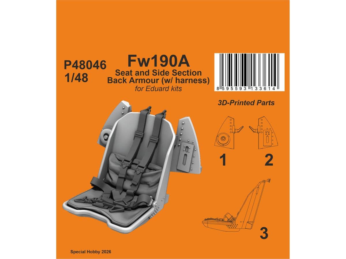 Fw190A Seat and Side Section Back Armour (w/ harness) / for Eduard kits