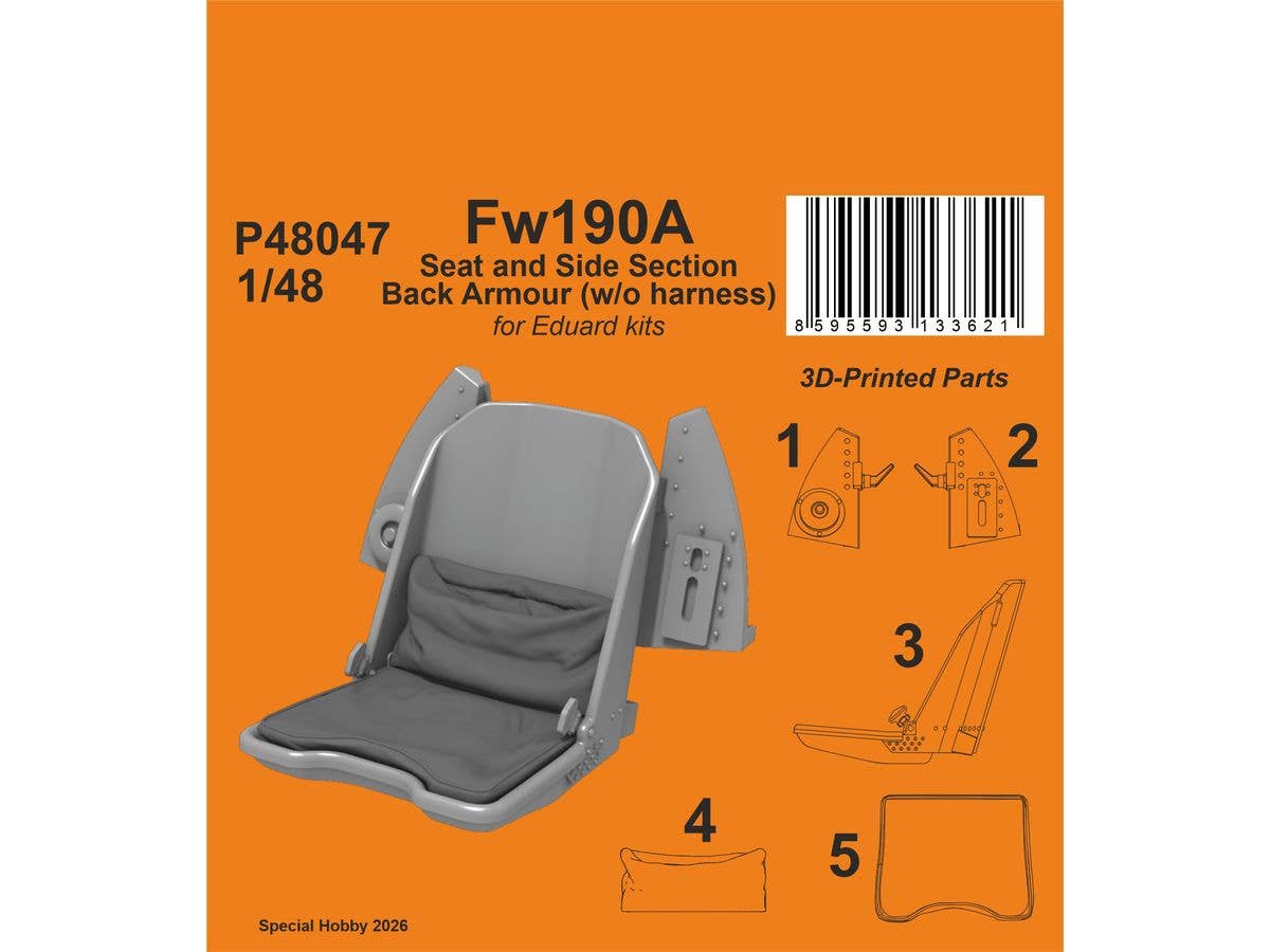 Fw190A Seat and Side Section Back Armour (w/o harness) / for Eduard kits