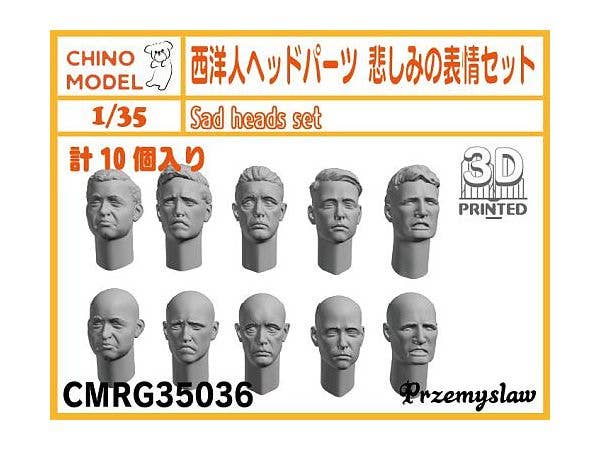 Caucasian Head Parts Sadness / Sorrow Expression Set