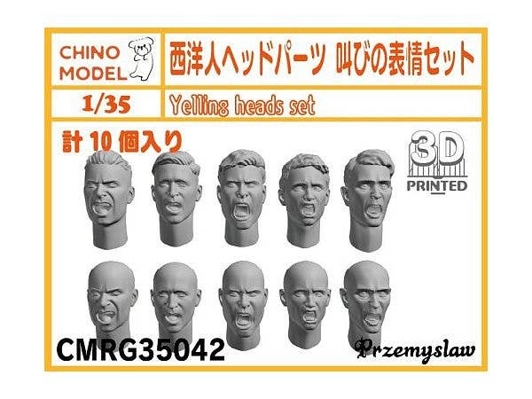 Caucasian Head Parts Shouting Expression Set