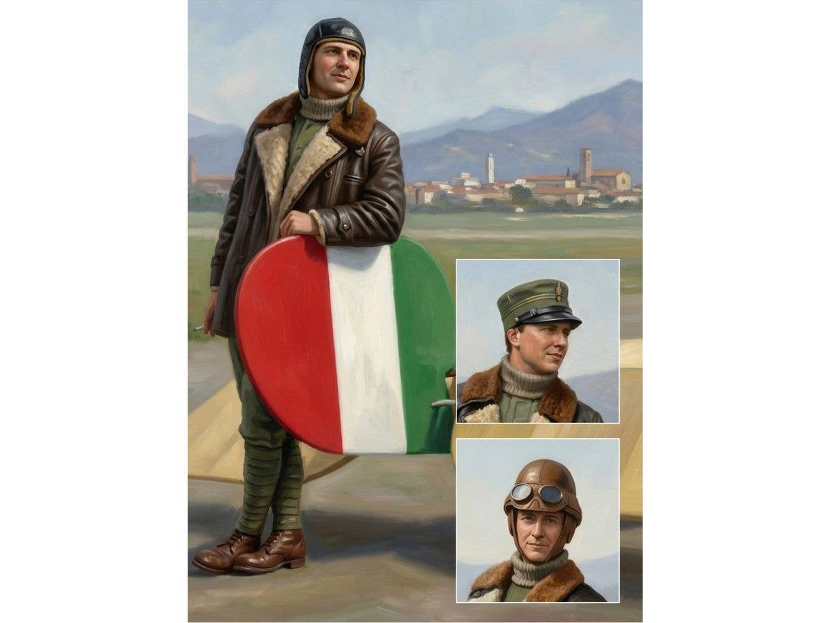 Italian Airman Posing at Nieuport Rudder