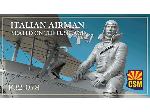 Italian Airman Seated on the Fuselage