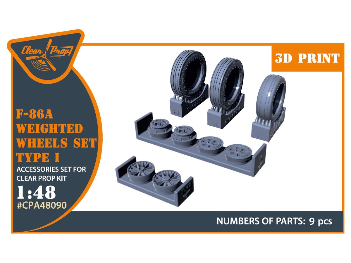 F-86A Weighted wheels set type 1 for Clear Prop! Kits