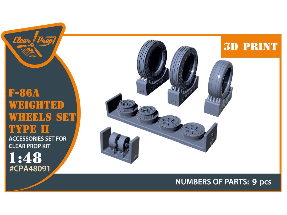 F-86A Weighted wheels set type 2 for Clear Prop! Kits
