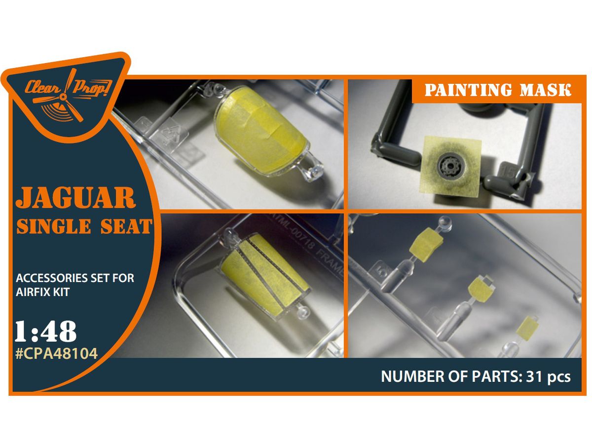 Jaguar Single seat painting mask on yellow kabuki paper for Airfix kit