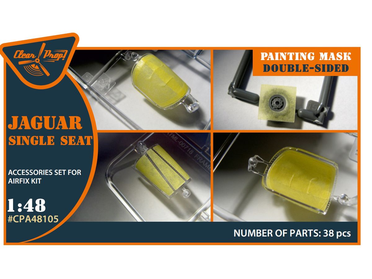 Jaguar Single seat double-sided painting mask on yellow kabuki paper for Airfix kit