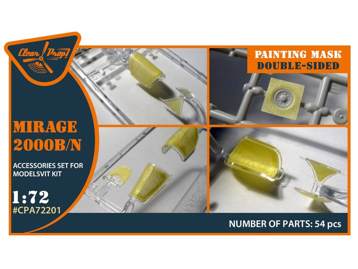 Mirage 2000B/N double-sided painting mask on yellow kabuki paper for Modelsvit kit