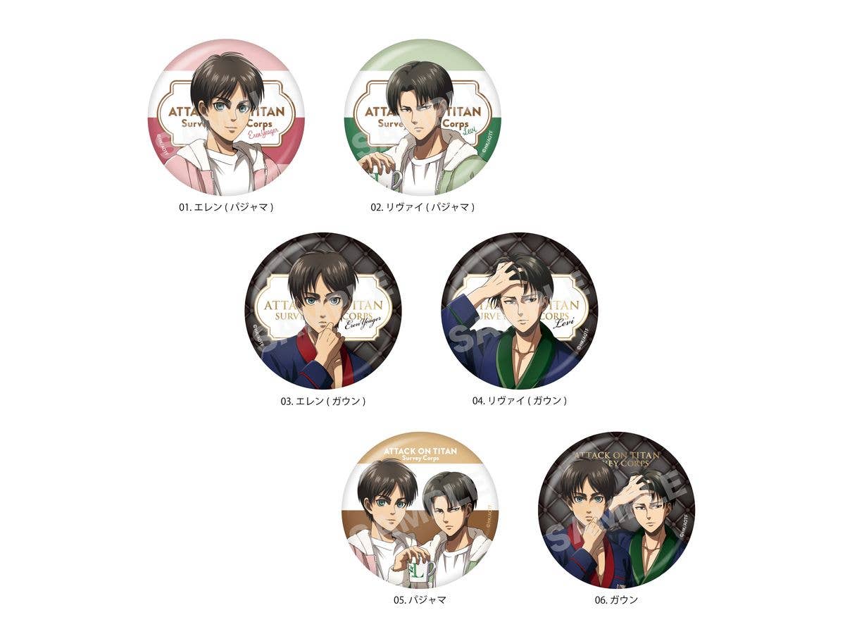 Attack on Titan: Roomwear ver. Can Badge / 01 BOX A 1Box 6pcs