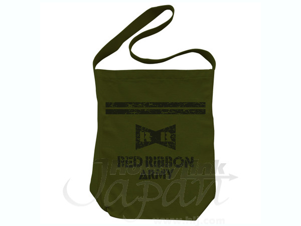 Red Ribbon Shoulder Tote Bag Khaki