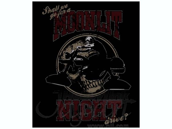 Moonlit Night Raglan T-Shirt Black x White XL