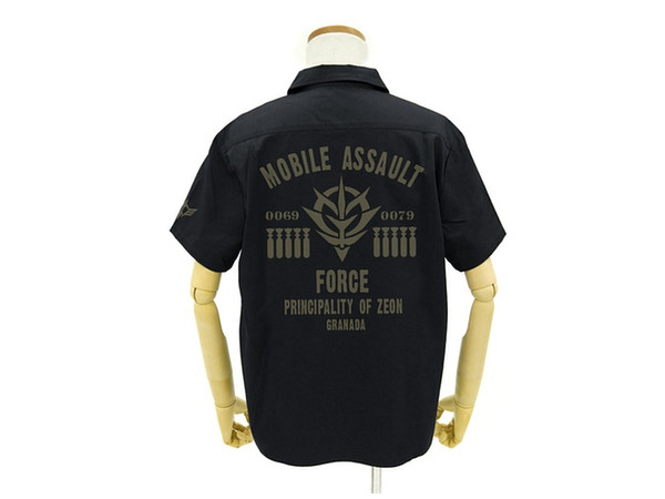 Mobile Suit Gundam Assault Mobile Army Emblem Based Work Shirt : Black-XL