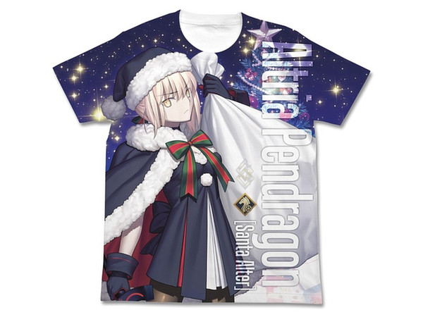 Fate/Grand Order: Rider / Altria Pendragon (Santa Alter) Full Graphic T-shirt / White - L