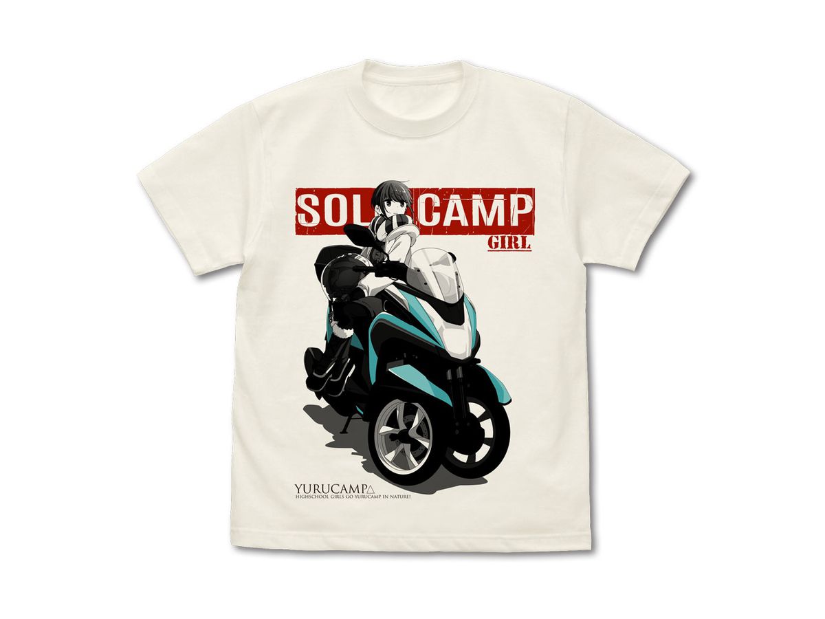 Laid-Back Camp: Rin Shima and 3-wheel Scooter T-shirt VANILLA White L