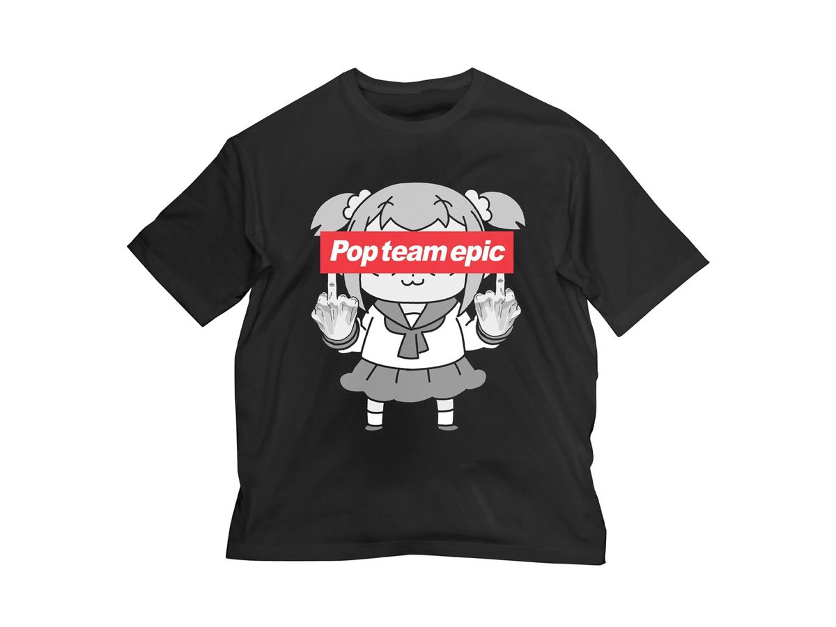 Pop Team Epic Procession is Created Big Silhouette T-shirt BLACK XL
