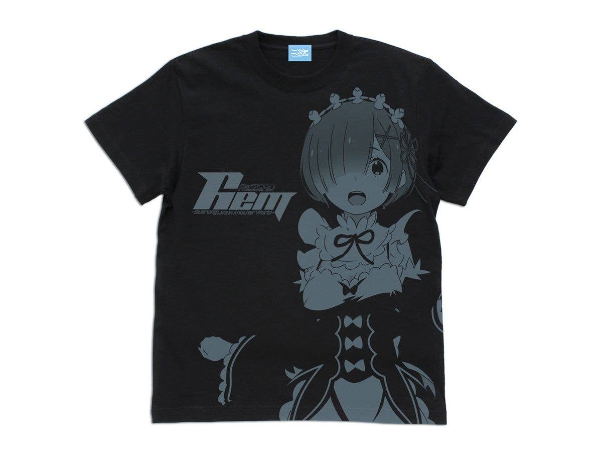 Re:Zero Starting Life In Another World: Rem All Print T-Shirt / Black-L