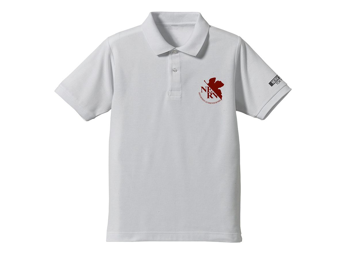 EVANGELION: NERV Embroidered Polo Shirt WHITE XL