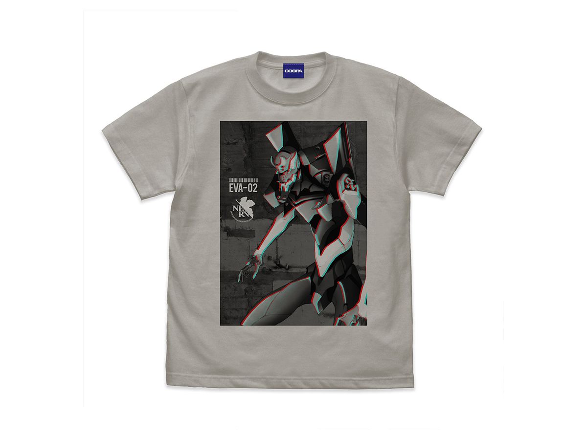 EVANGELION: Eva Unit 2Effect Visual T-shirt LIGHT GRAY XL