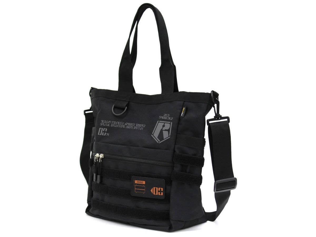 VOTOMS: Red Shoulder Functional Tote Bag BLACK