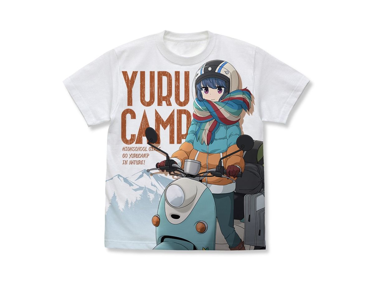 Laid-Back Camp: Rin Shima & Scooter Full Graphic T-shirt WHITE M