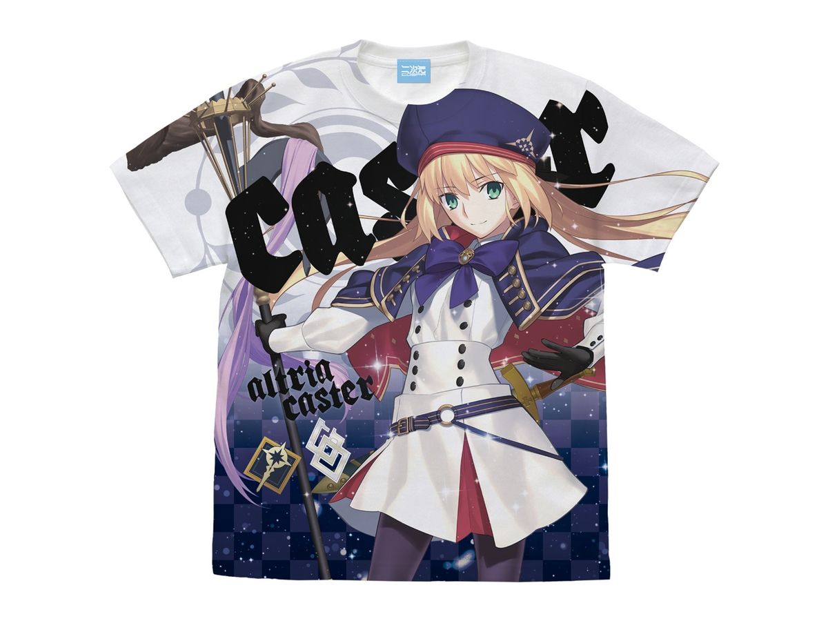 Fate/Grand Order: Caster Altria Caster Full Graphic T-shirt WHITE S