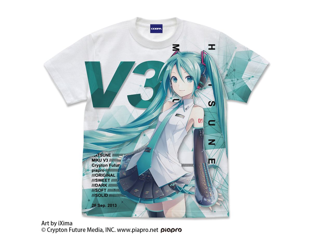 Hatsune Miku V3 Full Graphic T-Shirt Ver.3.0 / White-Xl