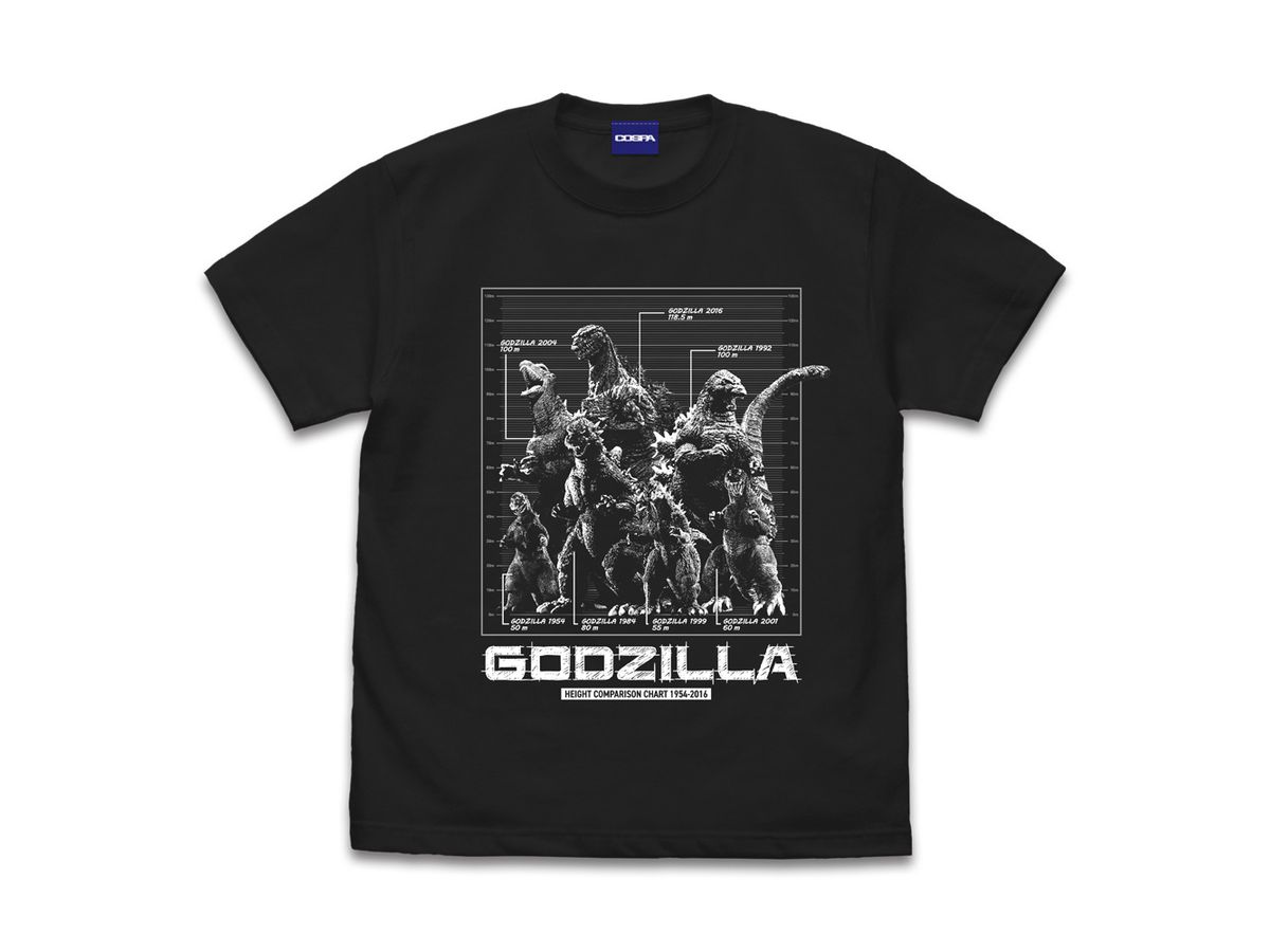 Godzilla Height Comparison Chart T-Shirt / Sumi-Xl