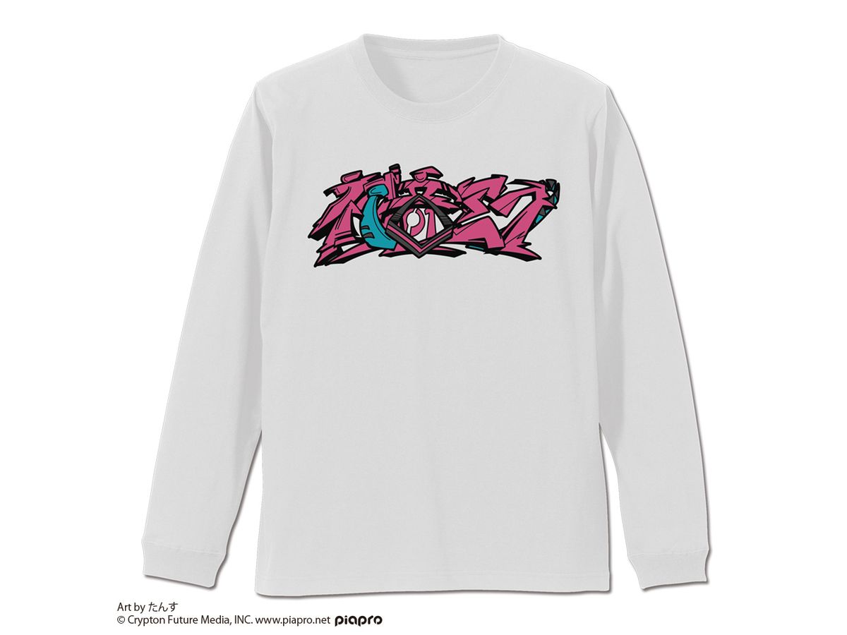 Hatsune Miku Ribbed Long Sleeve T-Shirt Chest Ver. / White-Xl