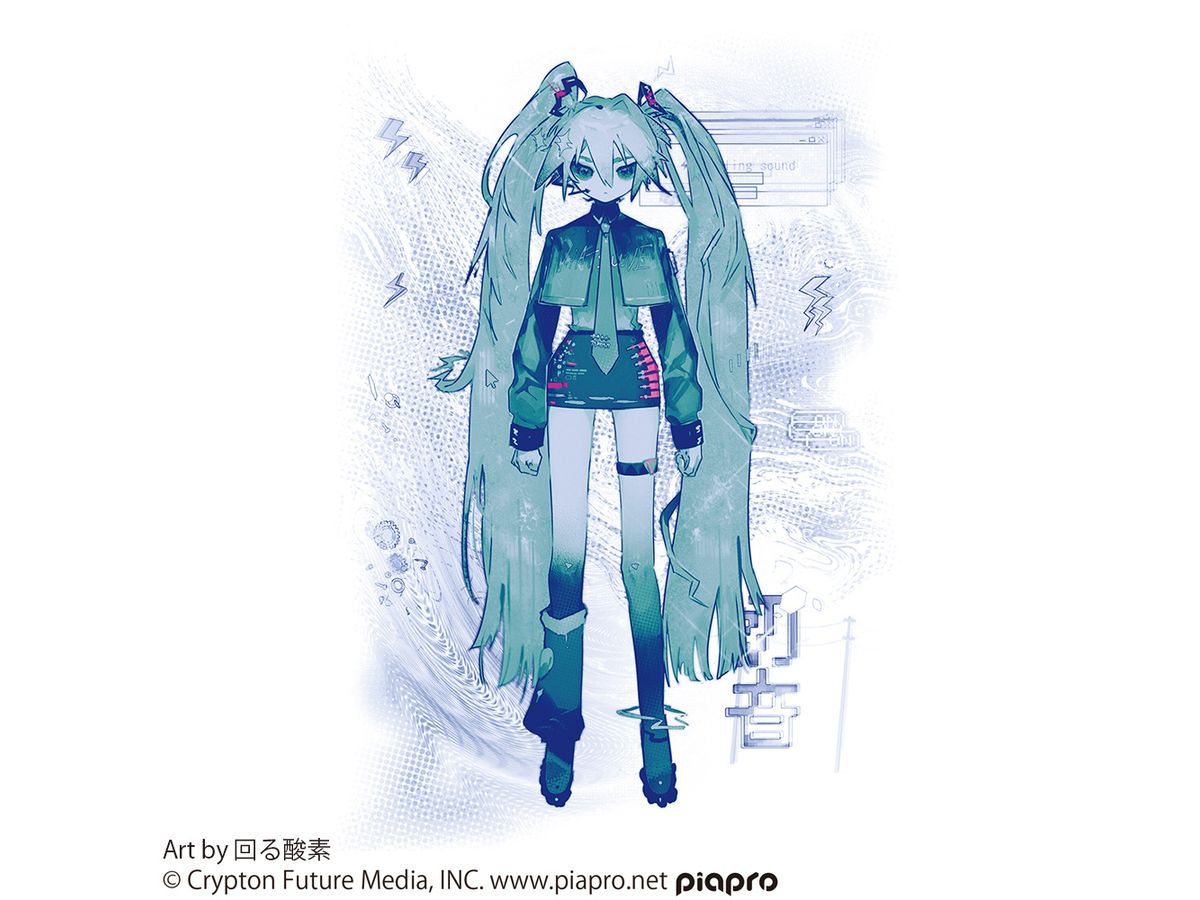Hatsune Miku T-Shirt Rotating Oxygen Ver. / White-L