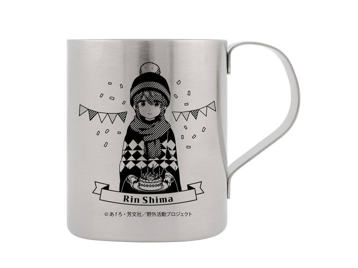 Laid-Back Camp Season 3: Original Illustration Of Shima Rin Double-Layered Stainless Steel Mug, Birthday Camp Ver.