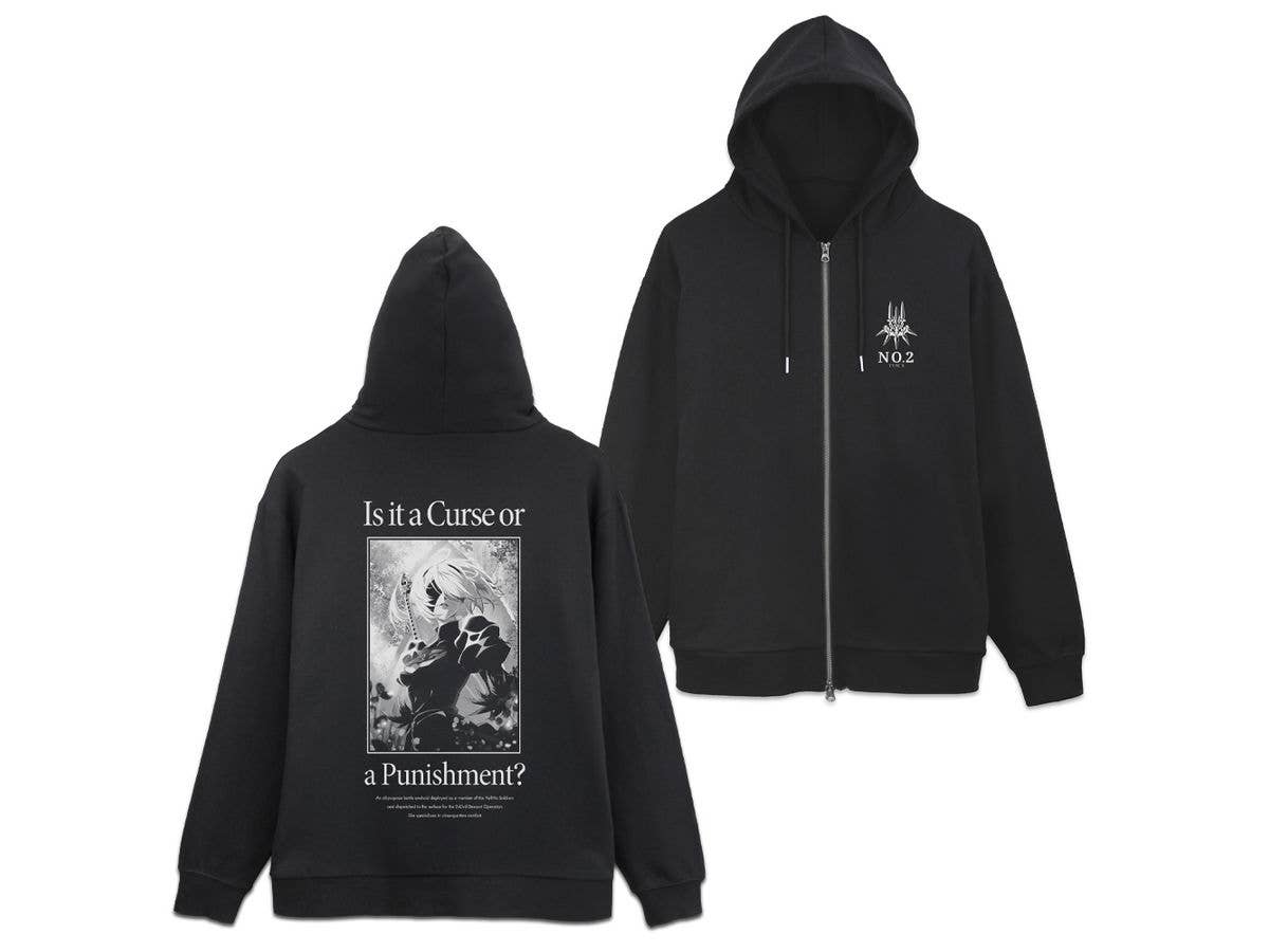 NieR:Automata Ver1.1A: 2B Zip Hoodie / Black-XXL