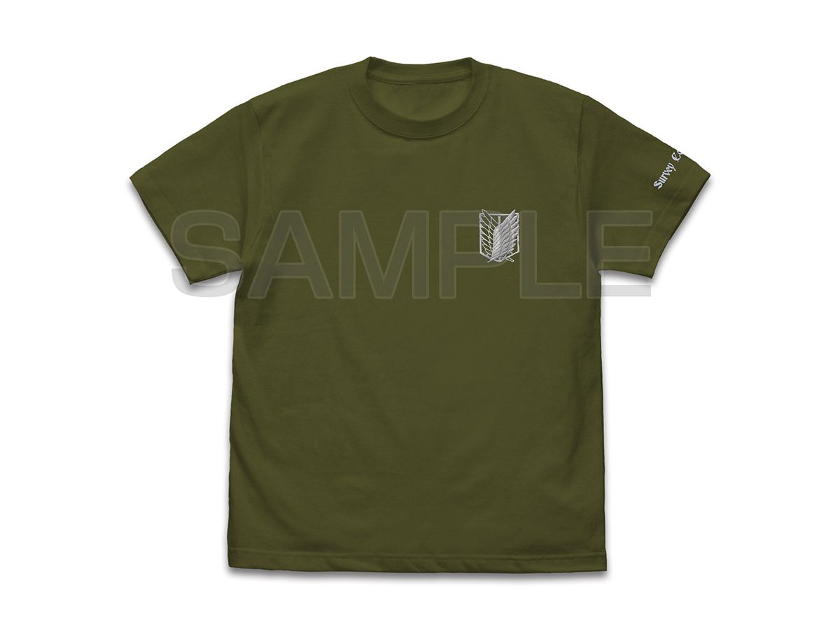 Attack On Titan: Survey Corps One-Point Embroidered T-Shirt / Moss-Xl