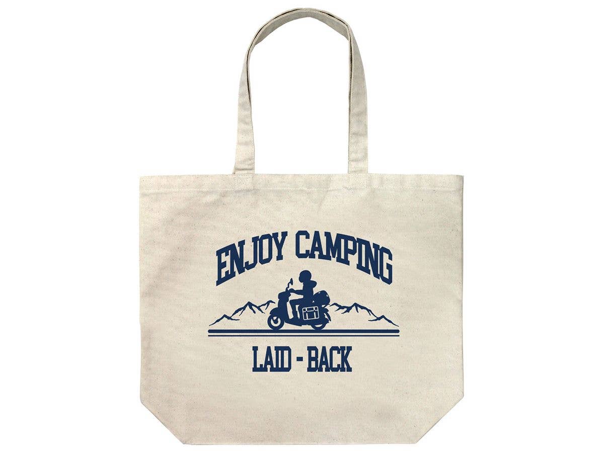 Laid-Back Camp Season3: Silhouette Bike Shima Rin Large Tote / Natural