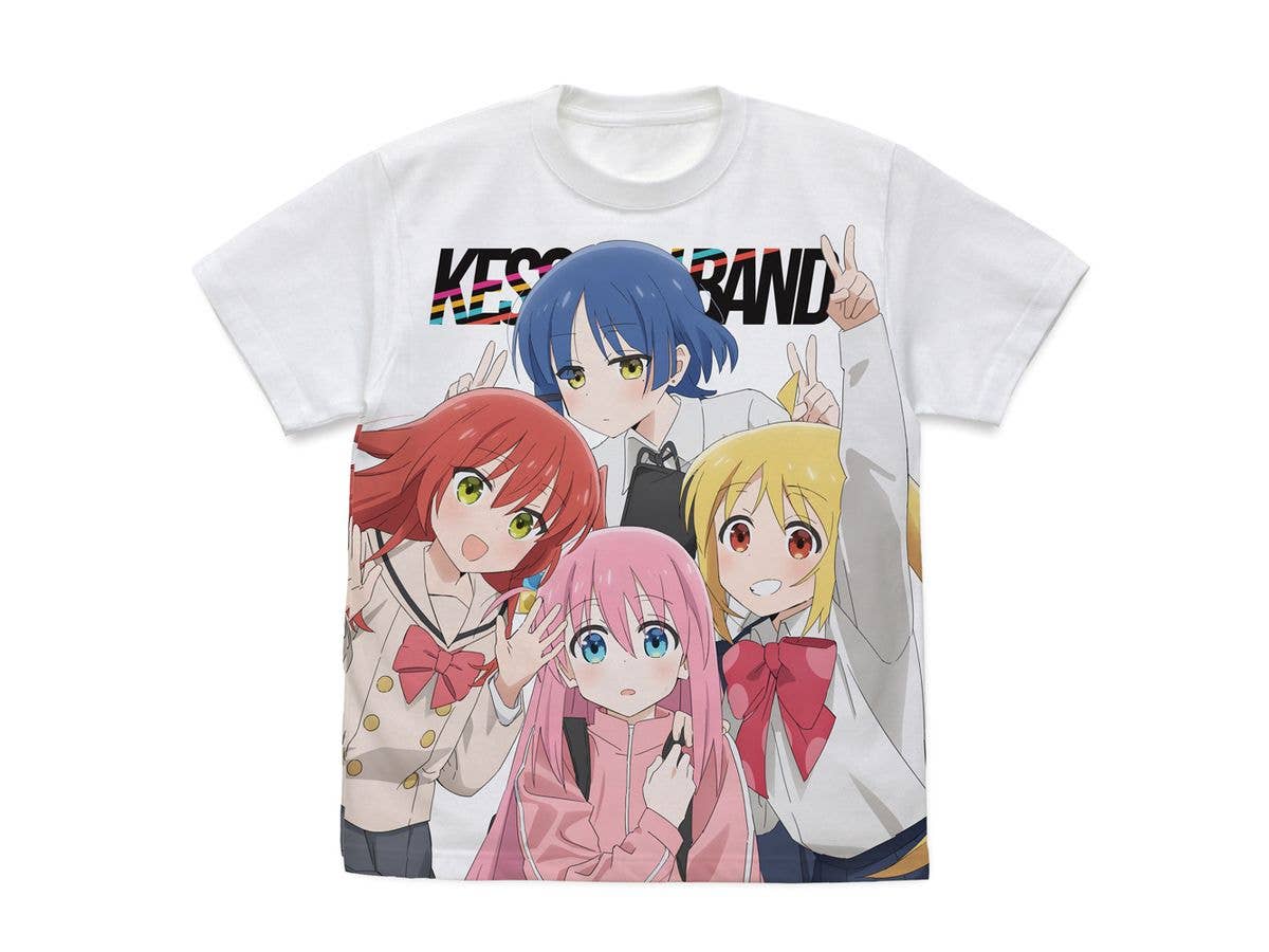 Anime Bocchi The Rock!: Kessoku Band Full Graphic T-Shirt / White-L