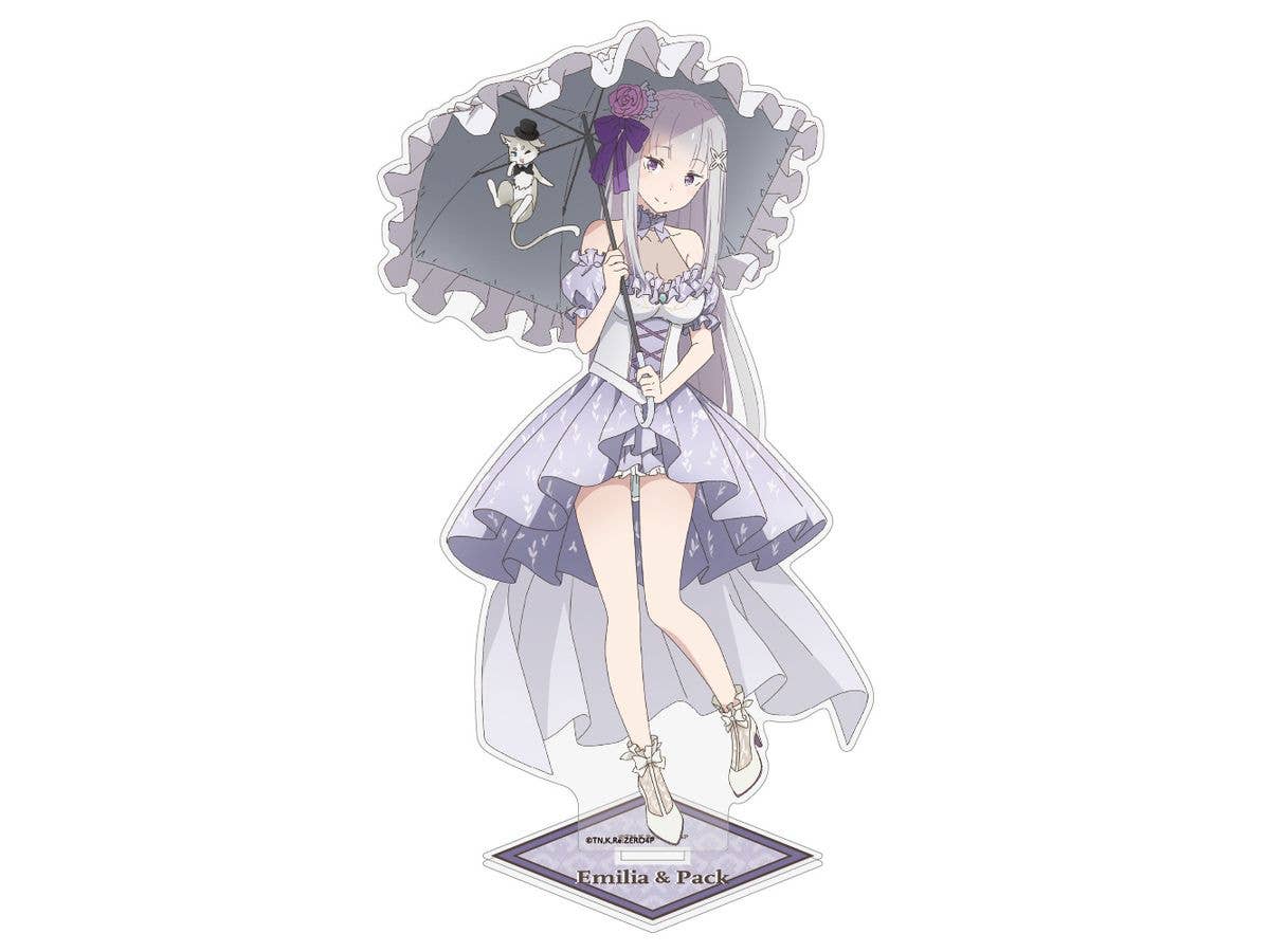 Re:Zero - Starting Life in Another World: Newly Illustrated Emilia & Puck Acrylic Stand (Large) Party Dress Ver.