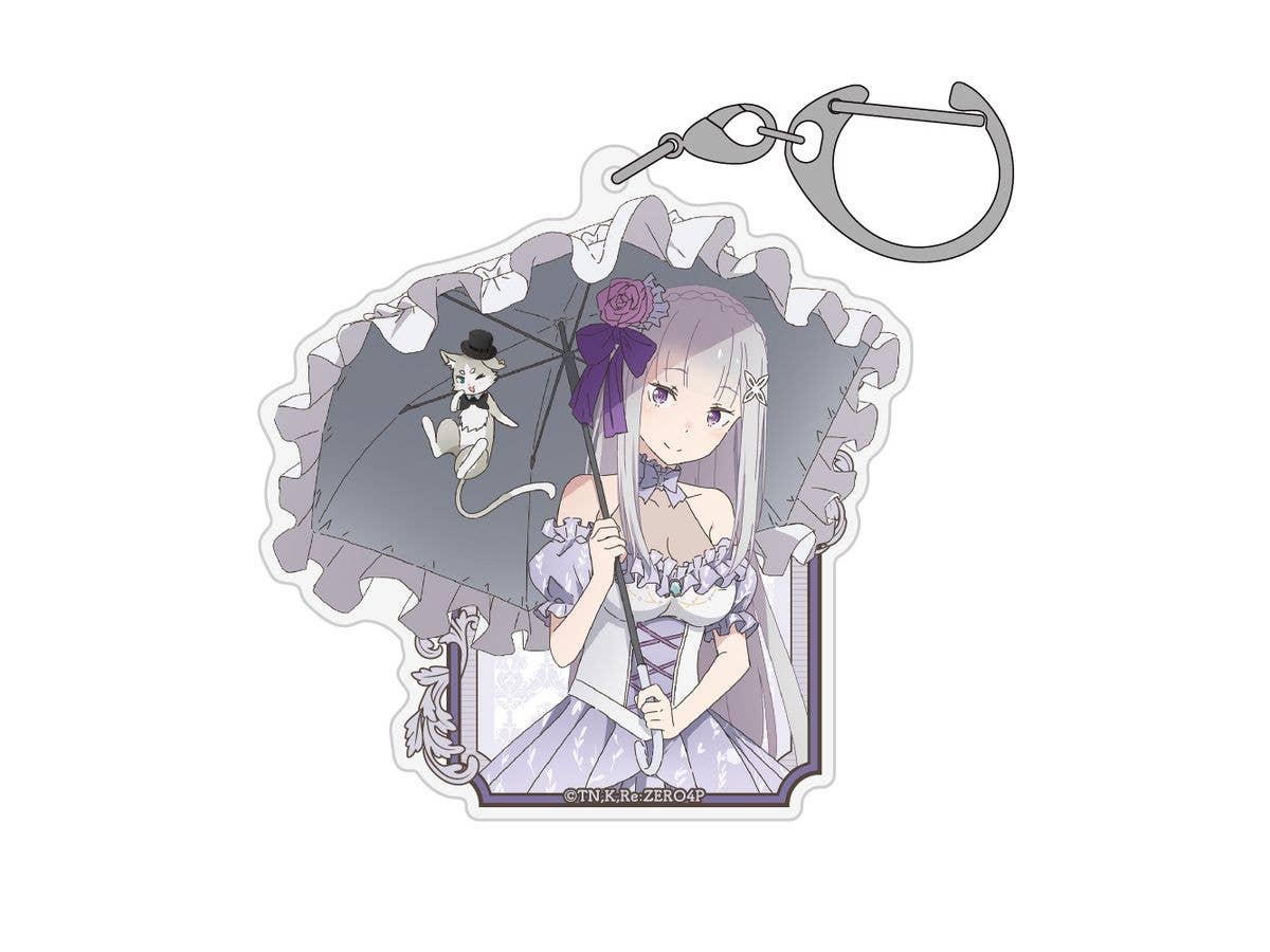 Re:Zero - Starting Life in Another World: Newly Illustrated Emilia & Puck Acrylic Multi Keychain Party Dress Ver.