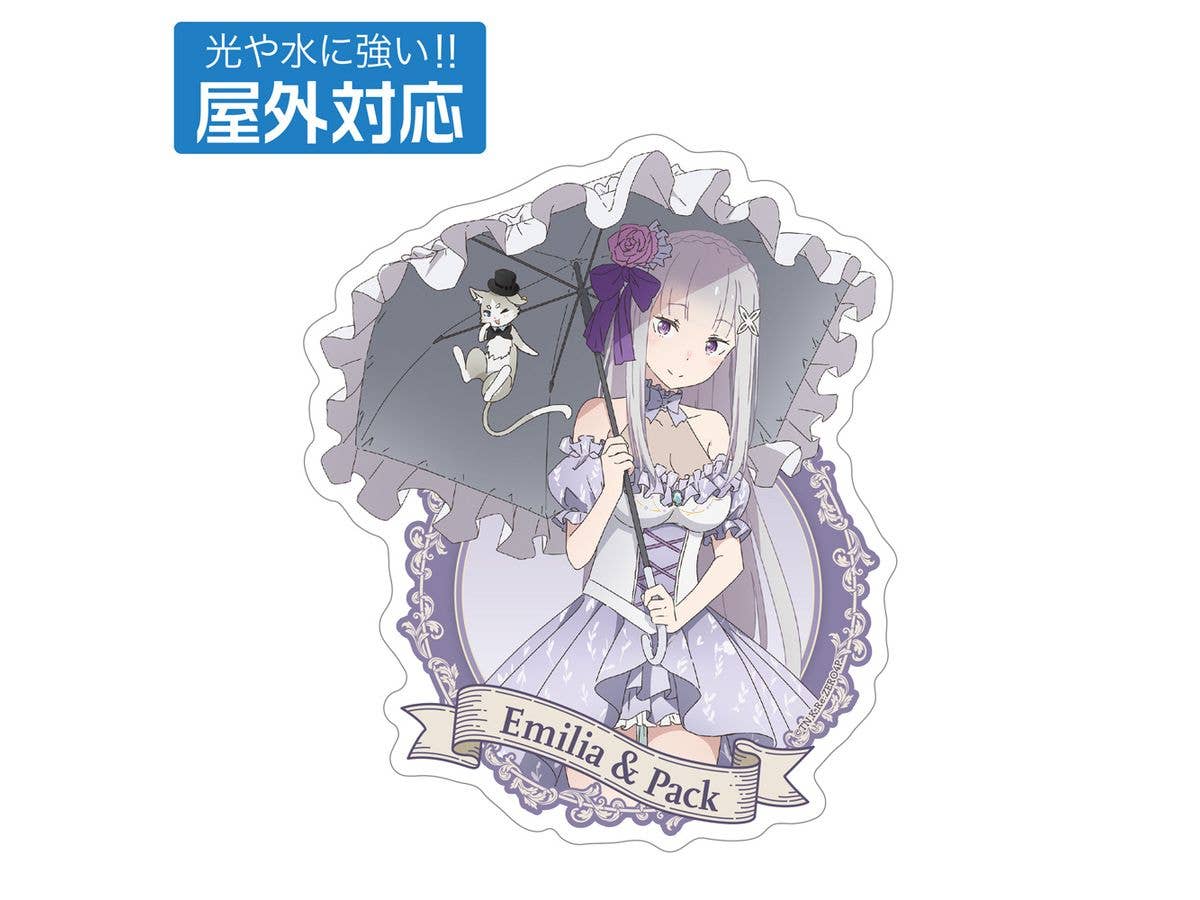 Re:Zero - Starting Life in Another World: Newly Illustrated Emilia & Puck Outdoor Sticker (Party Dress Ver.)
