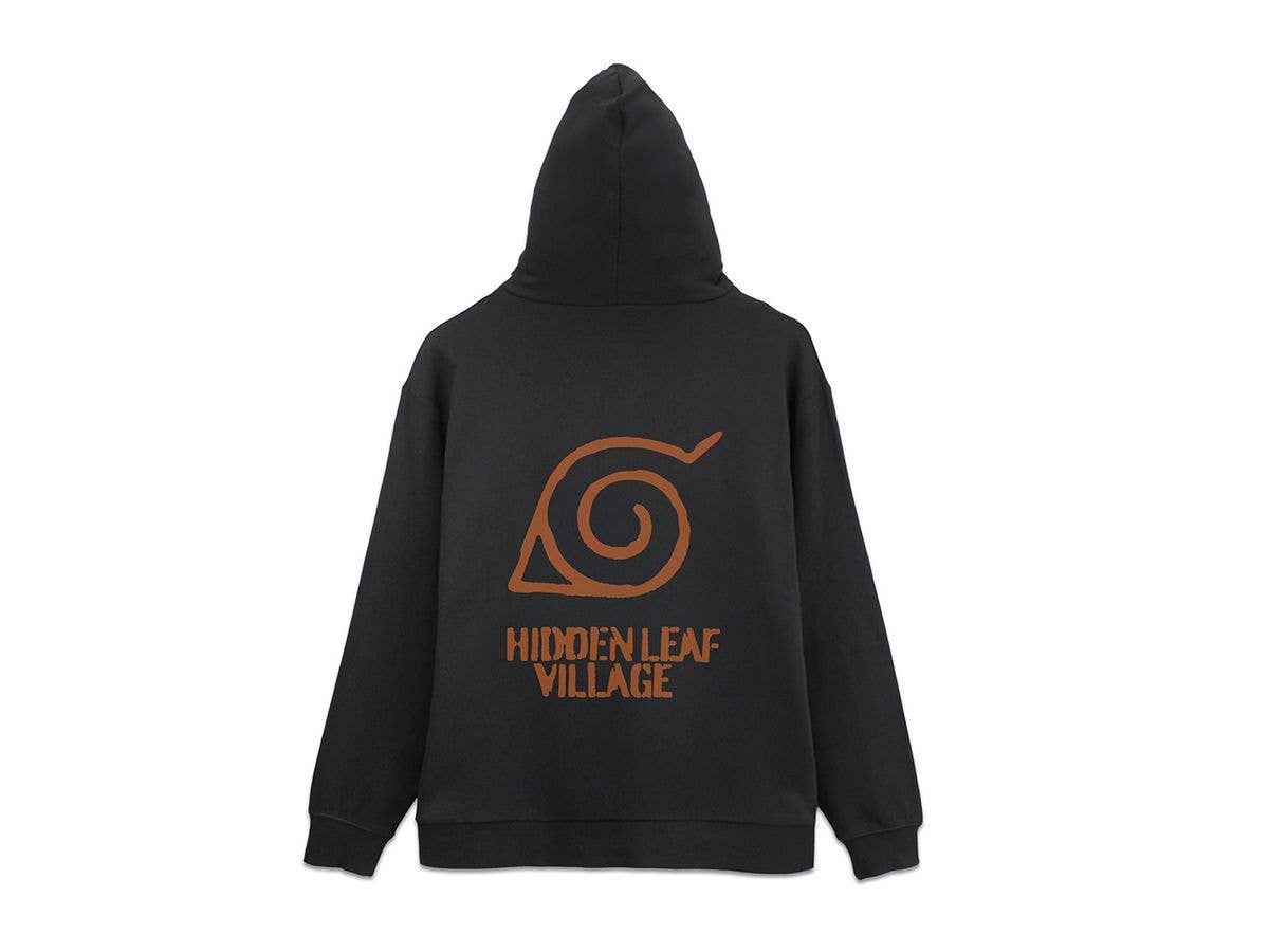 Naruto Shippuden: Konohagakure Vintage Logo Zip Hoodie / Black-XXL