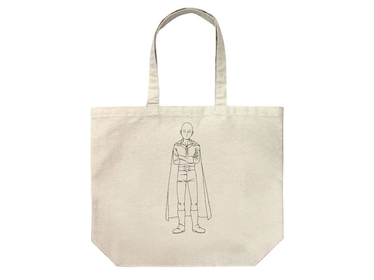 One-Punch Man: Saitama Line Art Large Tote Bag / NATURAL