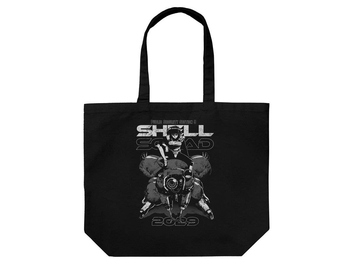 Ghost in the Shell: TGITS Motoko and Fuchikoma Large Tote Bag / BLACK